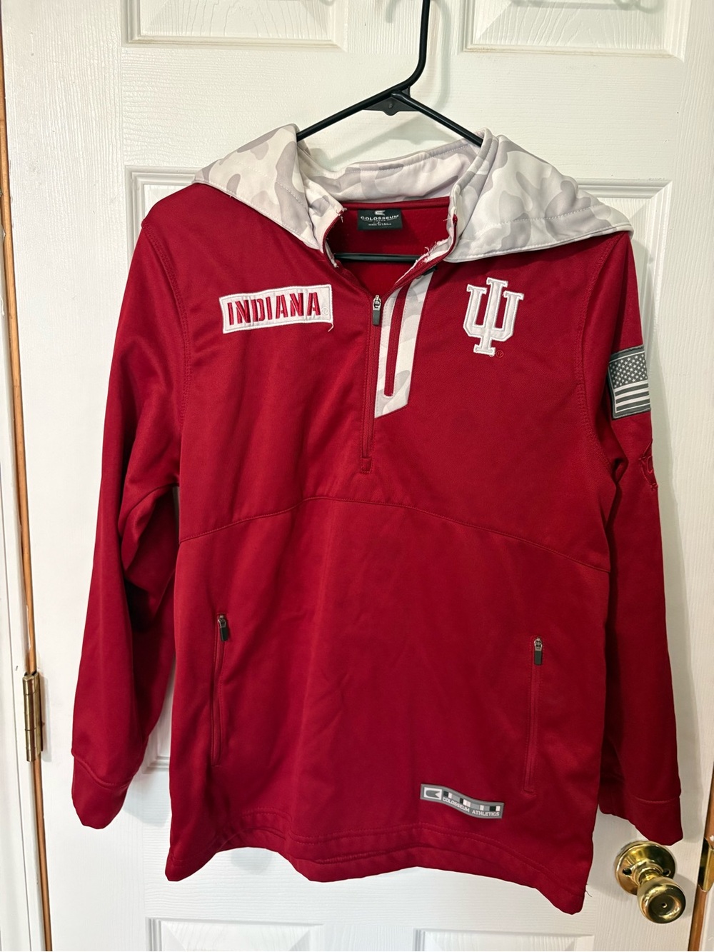 Colosseum Indiana University Red Quarter-Zip Hooded Pullover